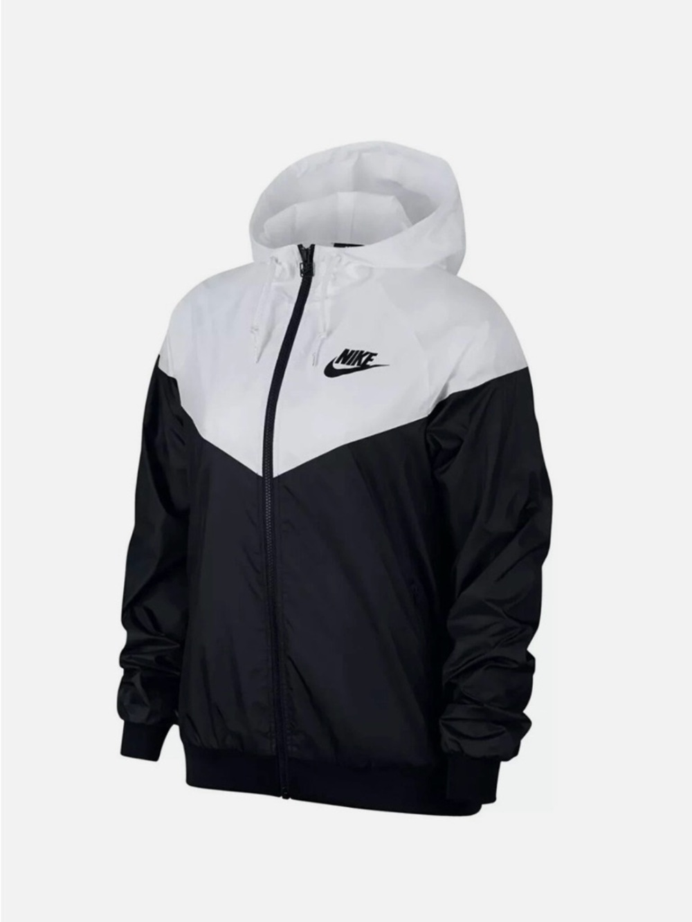 NWT Nike Women's Sportswear Windrunner Black/White Hooded Jacket Size XS - Picture 2 of 11